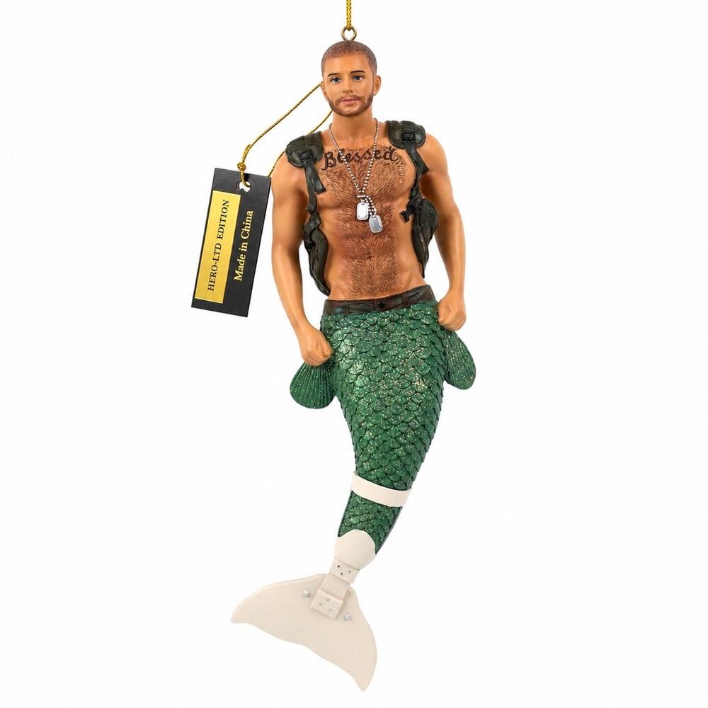 December Diamonds Hero Merman Ornament Military 2017 Numbered Ltd Ed 1351 NIB